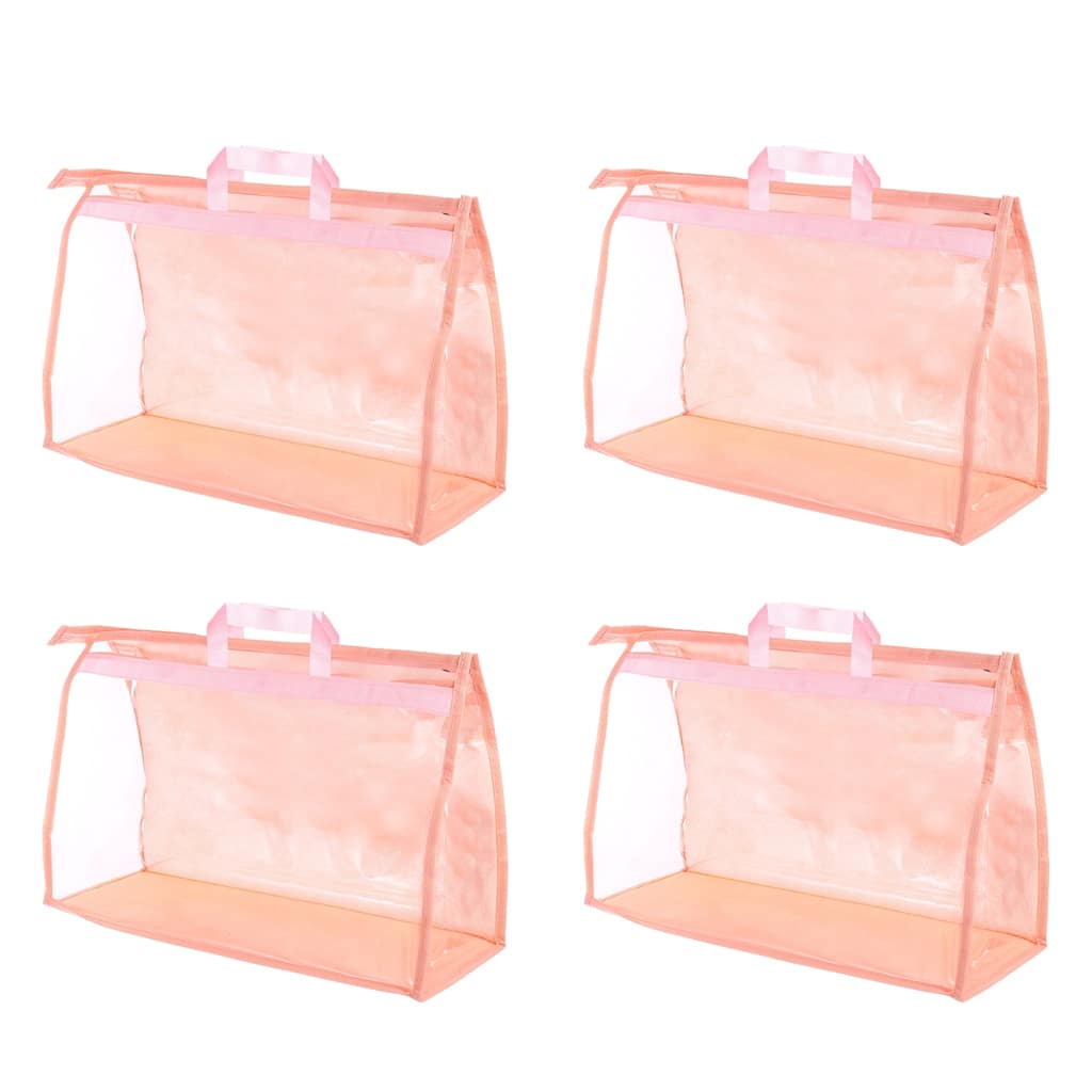 Handbag Dust Bags, 4 Pack Clear Purse Storage Organizer XL Size, Pink