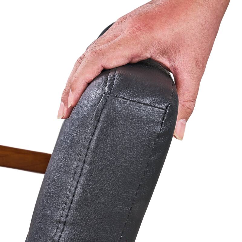 VECELO Black PU Leather Accent Chair Armrests Lounge Chair with Removable Throw Pillow 300lbs Heavy Duty Chair for Living Room