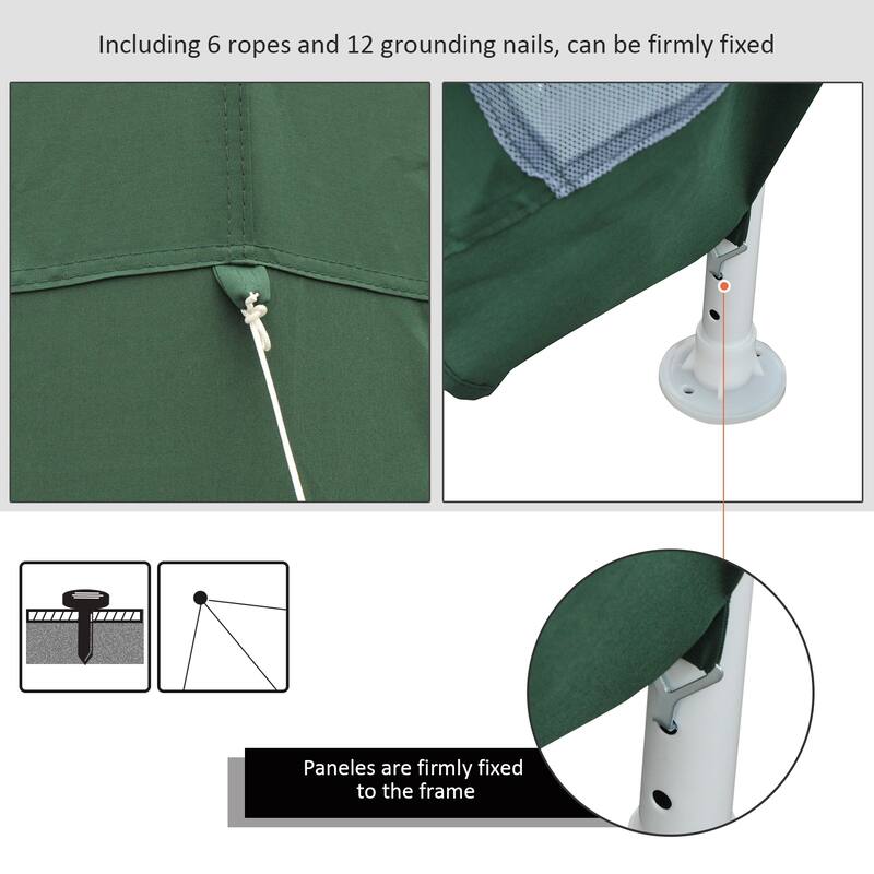 Outsunny 13x13FT Hexagon Gazebo Party Tent with Mesh Screen for Garden Backyard, Green