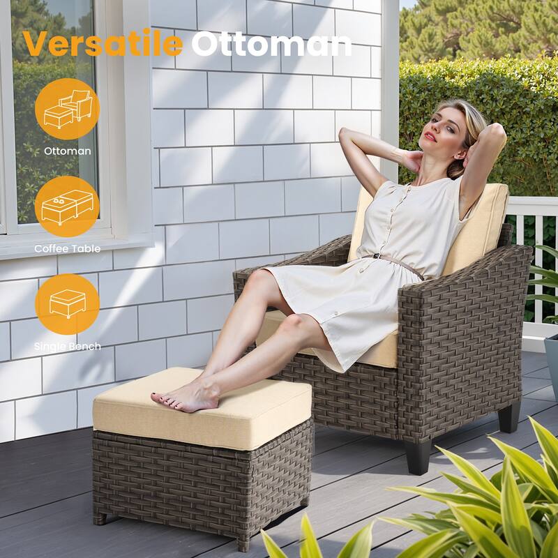 ​​OVIOS 6-Piece Outdoor Wicker Set with Fire Pit Table​