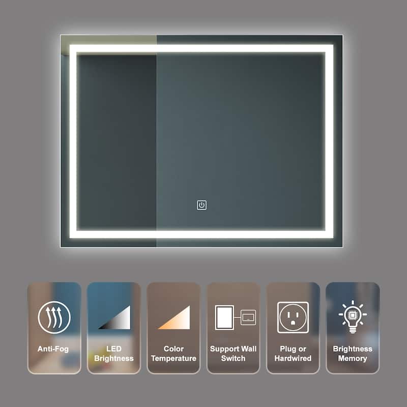 Bathroom Led Vanity Mirror Dimmable Touch Wall Switch Control AntiFog