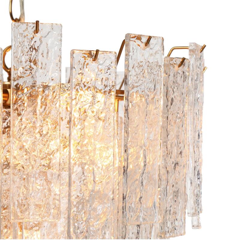 Elver Modern Gold 8-Light Glacier Chandelier Hand-blown Art Glass for Bedroom Foyer Dining Room