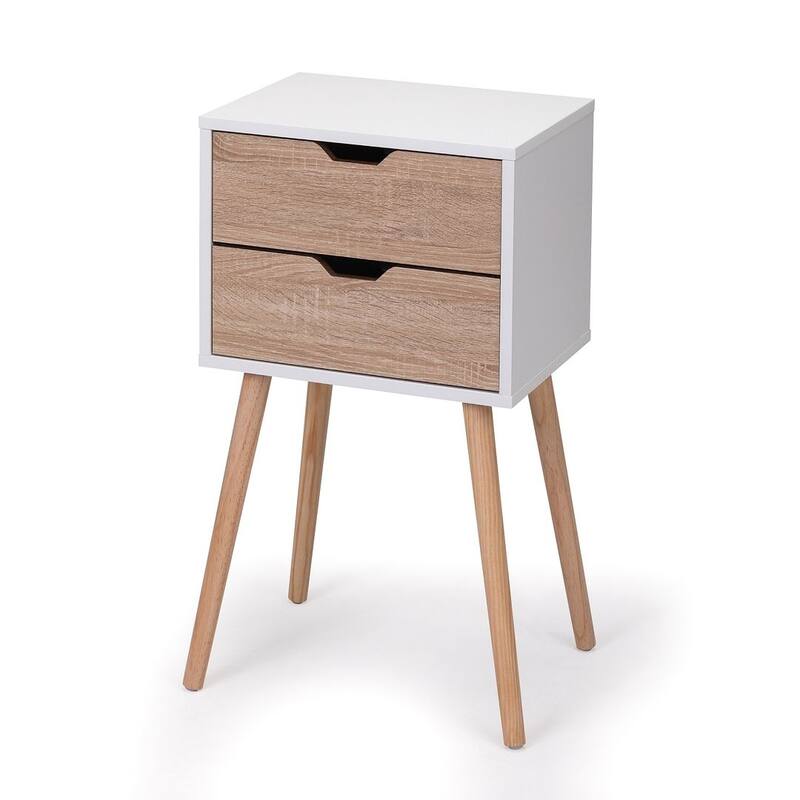 Set of 2 Modern Nightstand with 2 Drawers