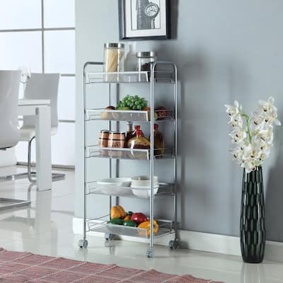 3/5 Layers Honeycomb Mesh Style Removable Silver Storage Cart