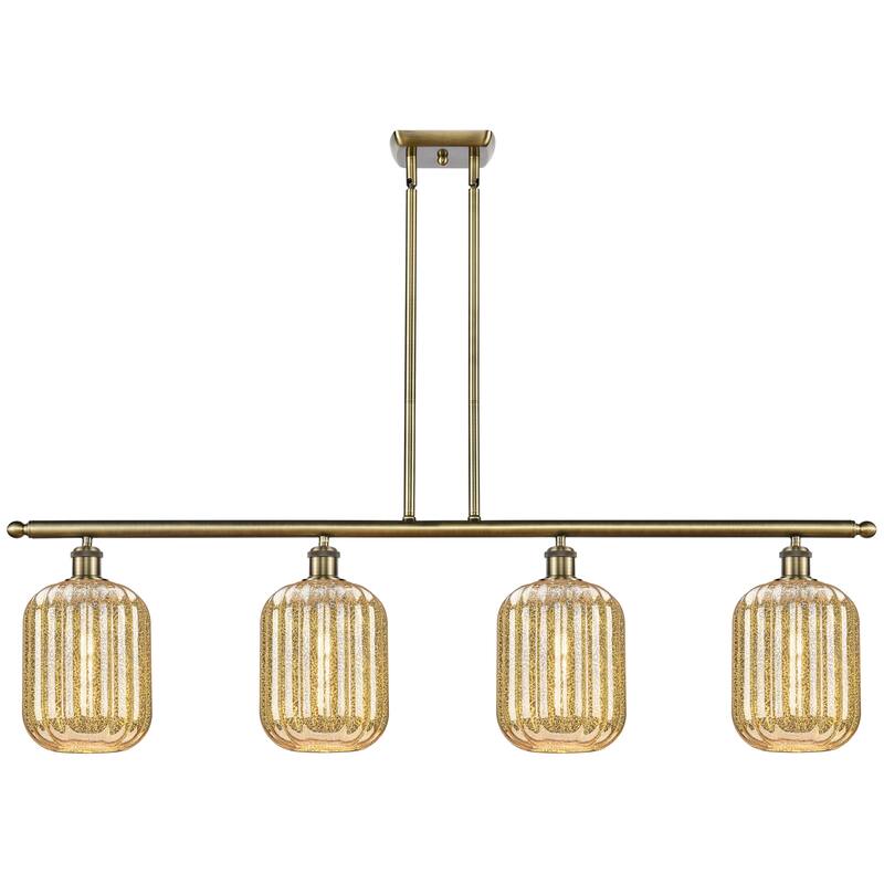 Innovations Lighting Endless Possibilities Ballston - Preston - 4 Light 48" Jar Shade Stem Hung Island Light - Antique Brass/Mercury