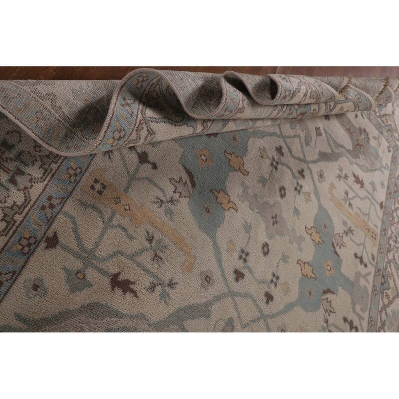 All-Over Ivory Oushak Oriental Area Rug Handmade Wool Carpet - 7'11" x 9'11"