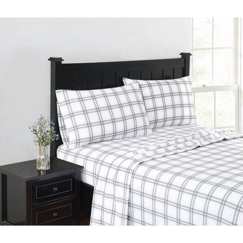 London Fog Solid and Printed Cotton Flannel Sheet Set Collection
