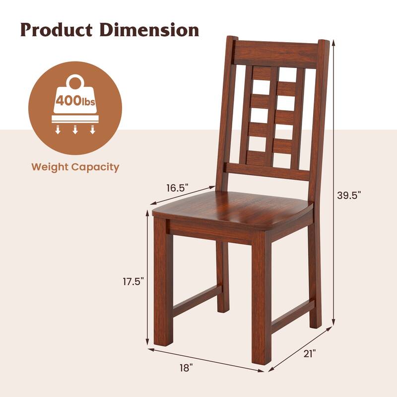Gymax Dining Chairs Set of 2 w/Solid Rubber Wood Frame Elegant