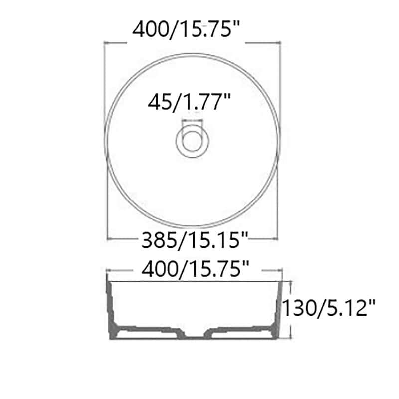 Rbrohant Round Vessel Bathroom Sink, Ceramics Sinks for Bathrooms-15.15''x15.15''x5.12''