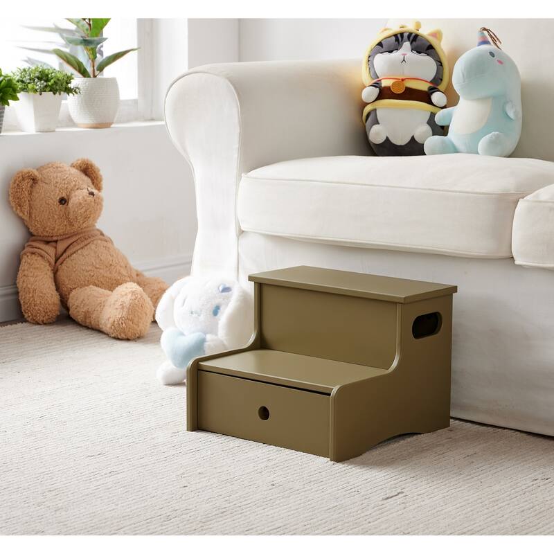 Lylia Collection MDF Wood 2-Step Kids Stool with Storage