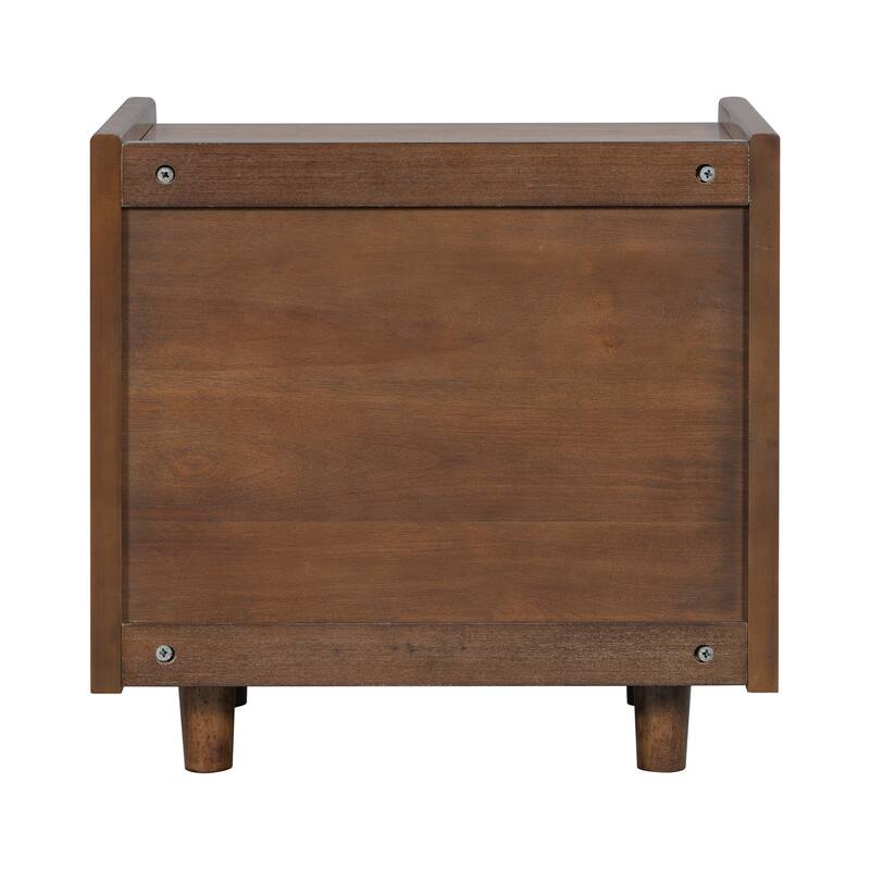 Christopher Knight Home - Zessia Retro 19" Wood Nightstand with Woven Drawer and Open Shelf