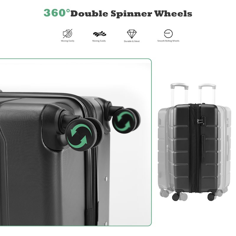Hard Shell ABS, Double Spinner Wheels Lightweight Suitcase TSA Lock