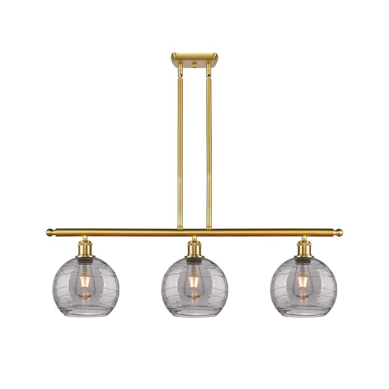 Innovations Lighting 516-3I 10 36 Athens Deco Swirl Chandelier Athens - Satin Gold / Light Smoke Deco Swirl