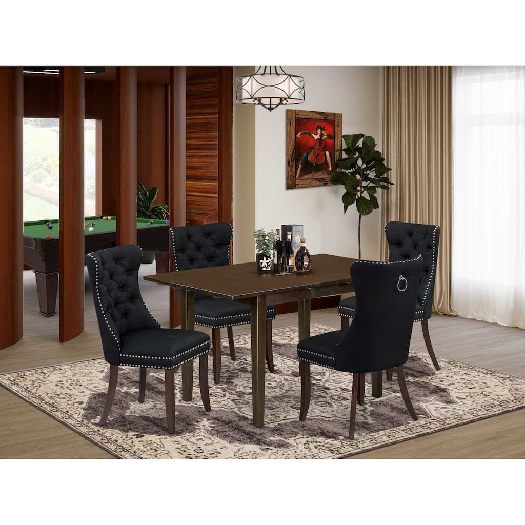 5-Piece Mahogany Finish Solid Wood Top - Rectangular Dining Room Set - Seats 4