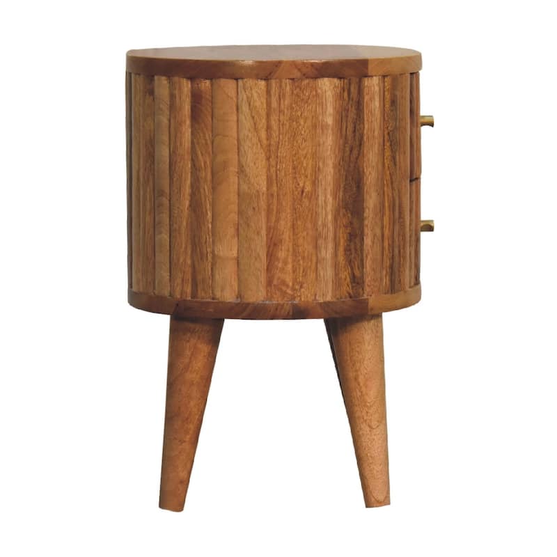 HomeRoots 18" Natural Solid Wood Oval Two Drawer Nightstand