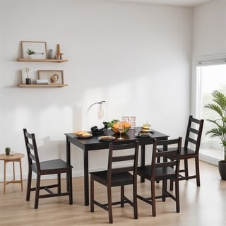 5 Piece Wood Dining Room Table Set with Kitchen Table and Chairs - Bed ...