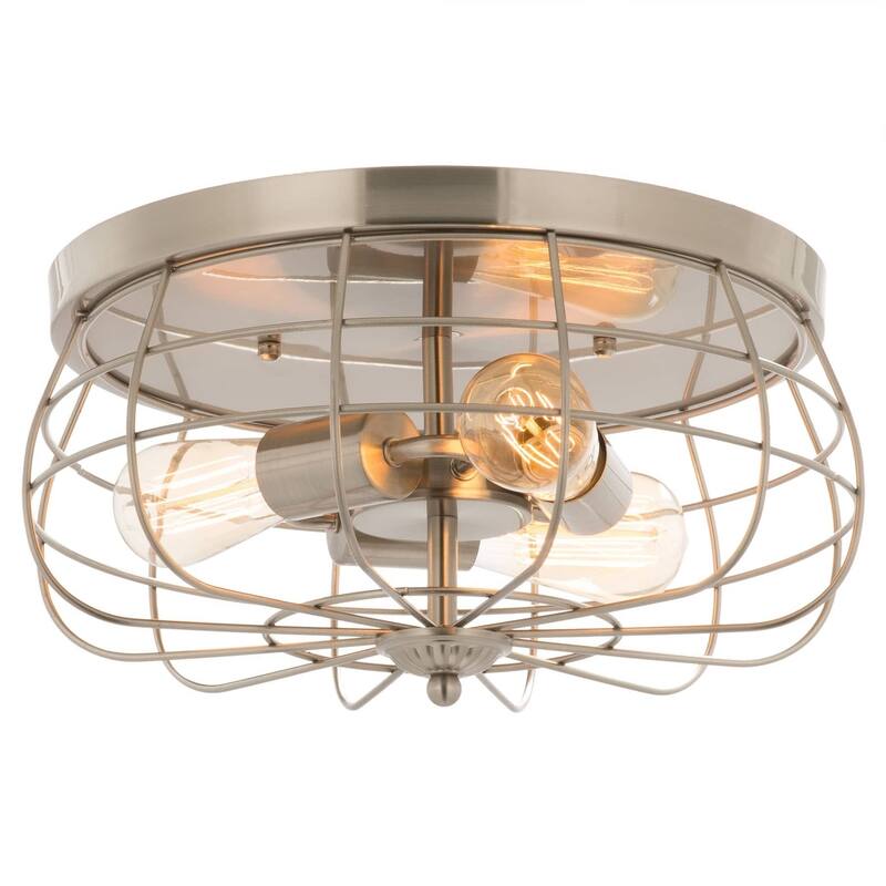 CO-Z 15-inch Industrial 3-light Metal Steel Cage Ceiling Flush Mount