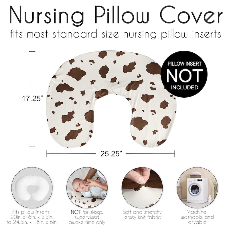Sweet Jojo Designs Western Cow Print Boy Girl Gender Neutral Nursing Breastfeeding Pillow Cover Case Pillow Not Included- Cowboy