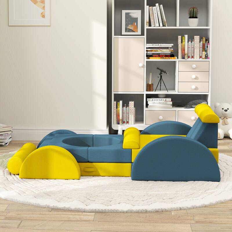 Kids Play Couch, 14 Piece Kids Couch, Child Sectional Sofa for Playing, Sitting & Sleeping, Convertible Foam Floor Cushions
