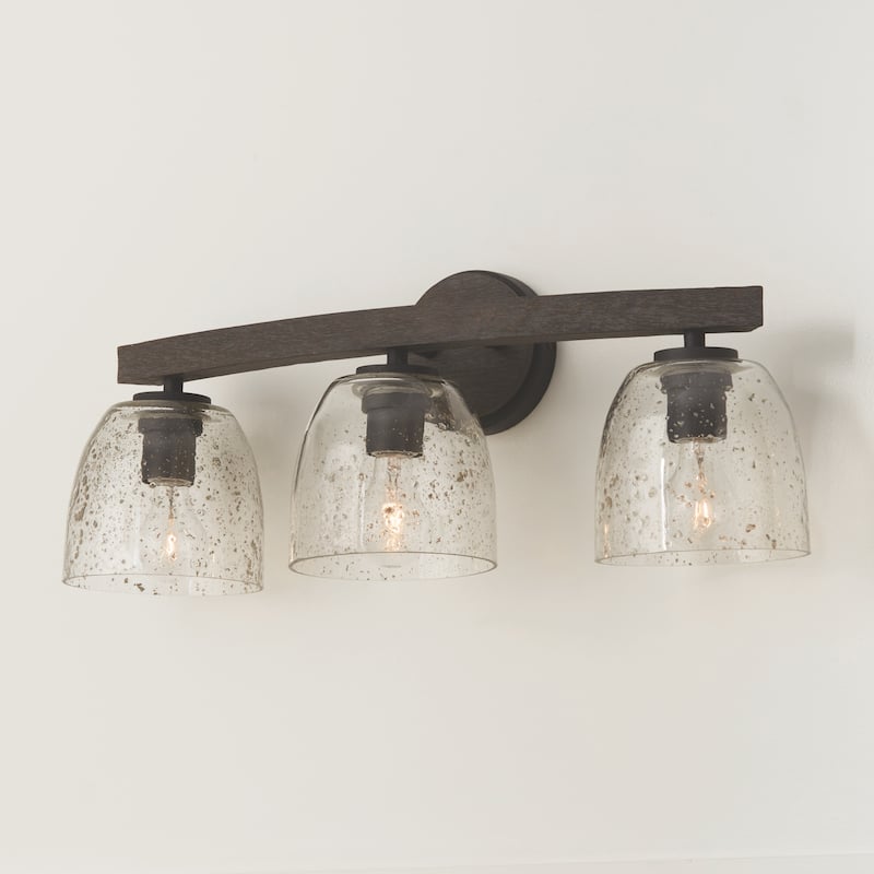 Clive 3-light Mango Wood Carbon Grey/ Black Iron Bath/ Vanity Fixture