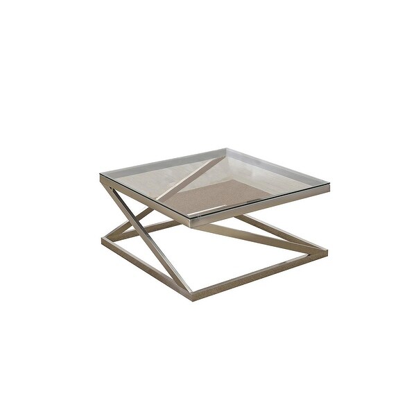 Shop Square Shape Glass Top Coffee Table with Geometric ...