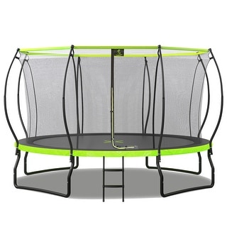 14FT Trampoline for Kids w/Upgraded Arc Composite Pole & Enclosure Net - Green