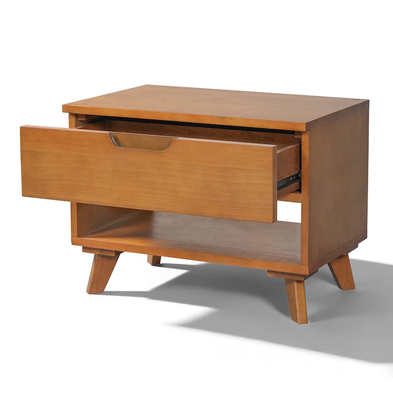Christopher Knight Home - 23.9"W Mid-Century Nightstand with Solid Rubber Wood Legs