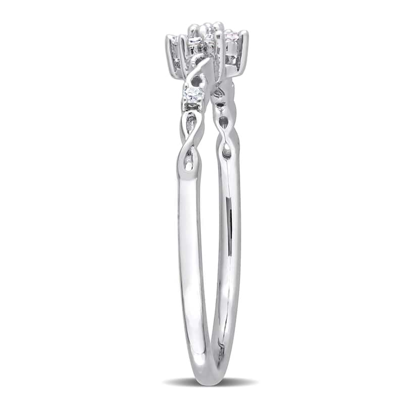 Miadora 1/10ct TW Diamond Floral Promise Ring in Sterling Silver
