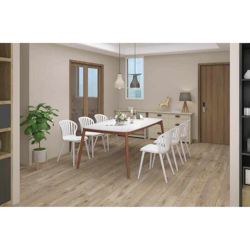Midtown Concept FSC Wood Nordic White Cushioned Indoor Dining Set - 7pc - Sidechair