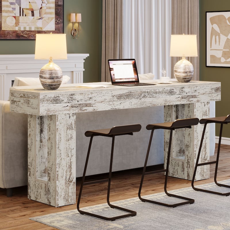 63-Inch Farmhouse Wooden Sofa Console Entryway Table for Living Room