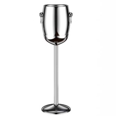 Stainless Steel Traditional Ice Bucket w/ Stand Wine Holder - 10.2"L x 10.2"W x 37.8"H