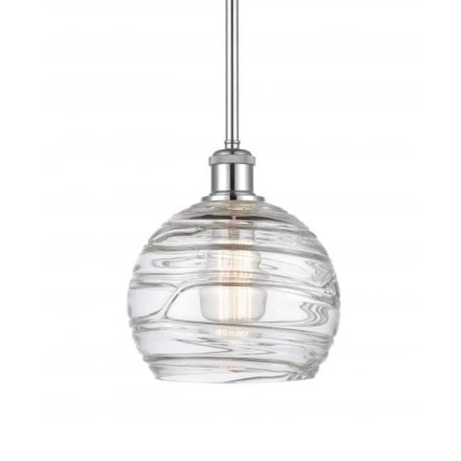 Innovations Lighting 516-1S-10-8 Athens Pendant Athens 8" Wide Mini - Clear Deco Swirl / Polished Chrome