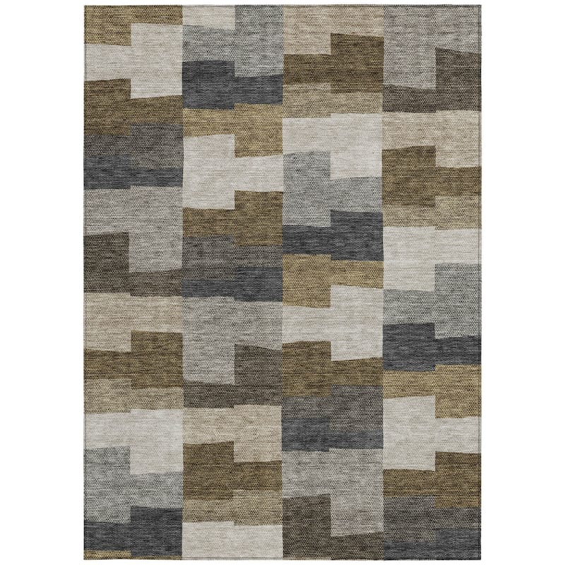 HomeRoots Geometric Transitional Rectangle Outdoor Rug