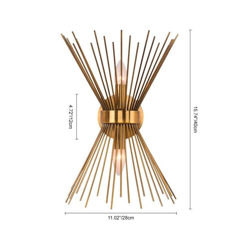 2-Light Brushed Brass Starburst Wall Sconce