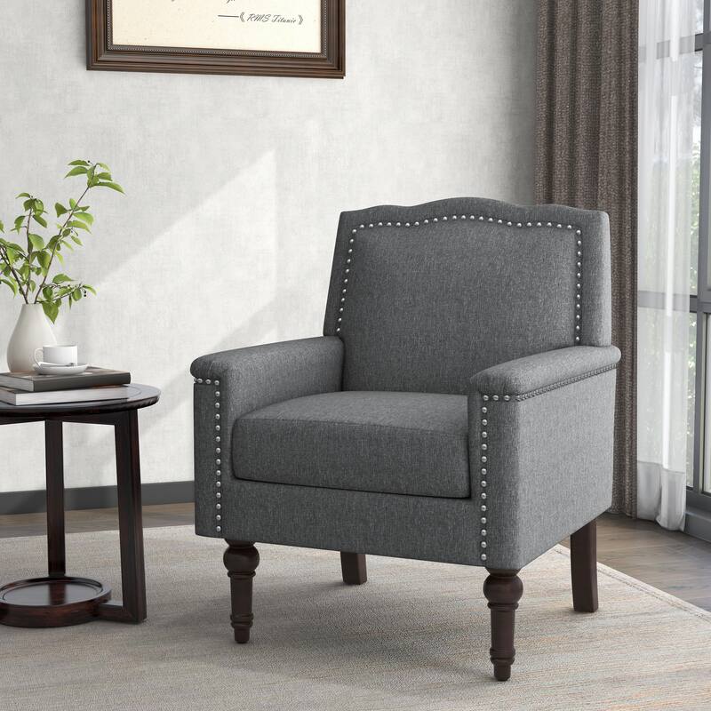 Modern Armchair Accent Chair Cotton Linen Living Room Chair - GRAY