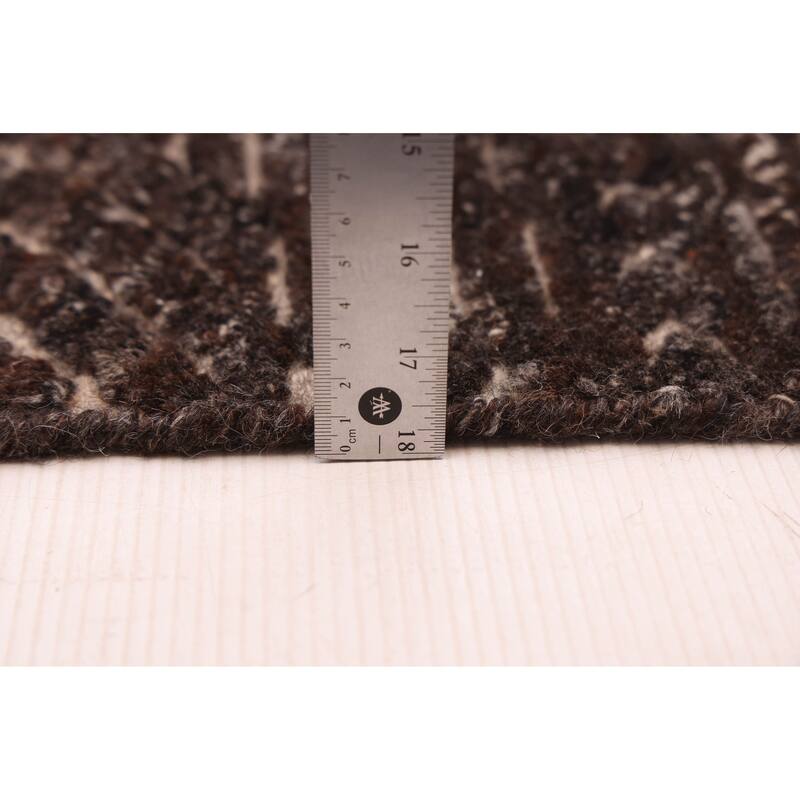 ECARPETGALLERY Hand-knotted Tangier Dark Brown Wool Rug - 5'5 x 7'8