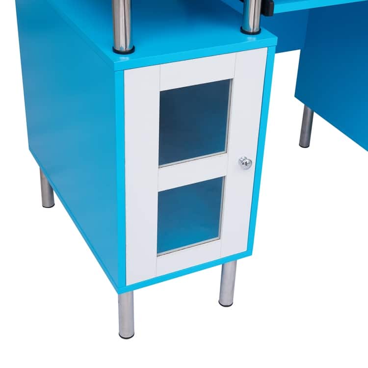 3-Drawer File Cabinet, Two-Tone Desk with Keyboard Tray, Power Outlets, USB Ports Charging Station - 3 Drawers, 1 Cabinet