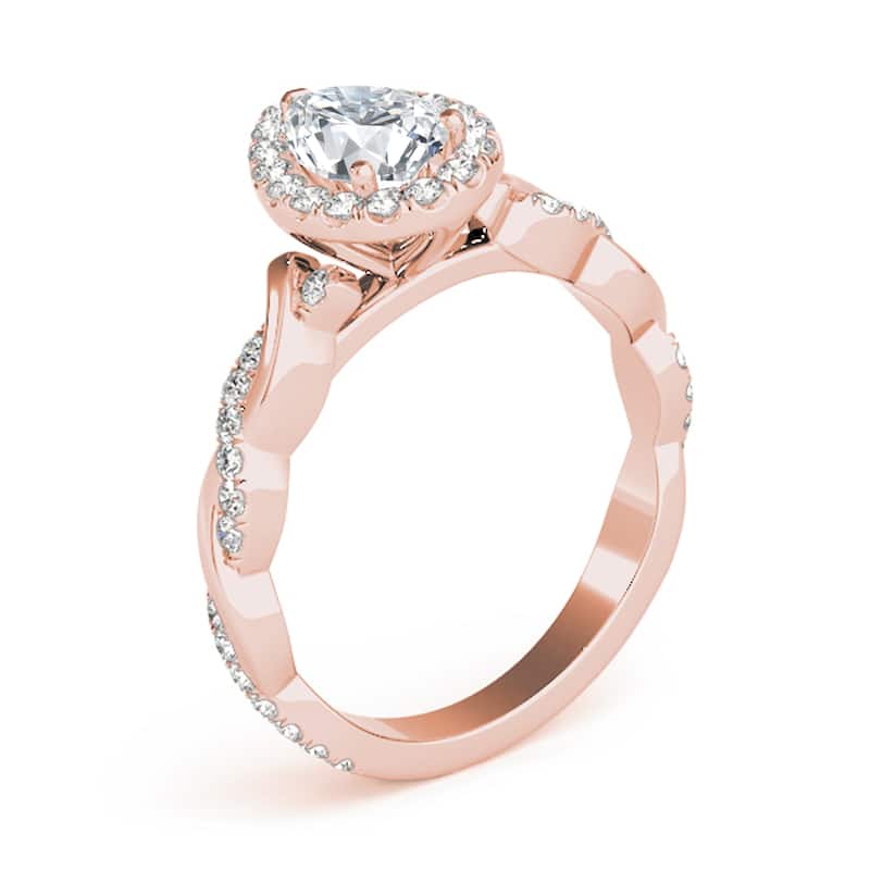 Auriya 14k Rose Gold Lab Grown Pear Diamond Halo Engagement Ring 0.50 to 5.00 ct. tw. (F-G VS)