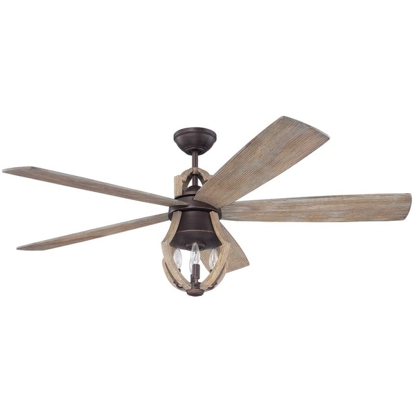 Craftmade WIN56ABZ5 Winton 56" 5 Blade Ceiling Fan - Blades, Remote and Light Kit Included - weathered pine