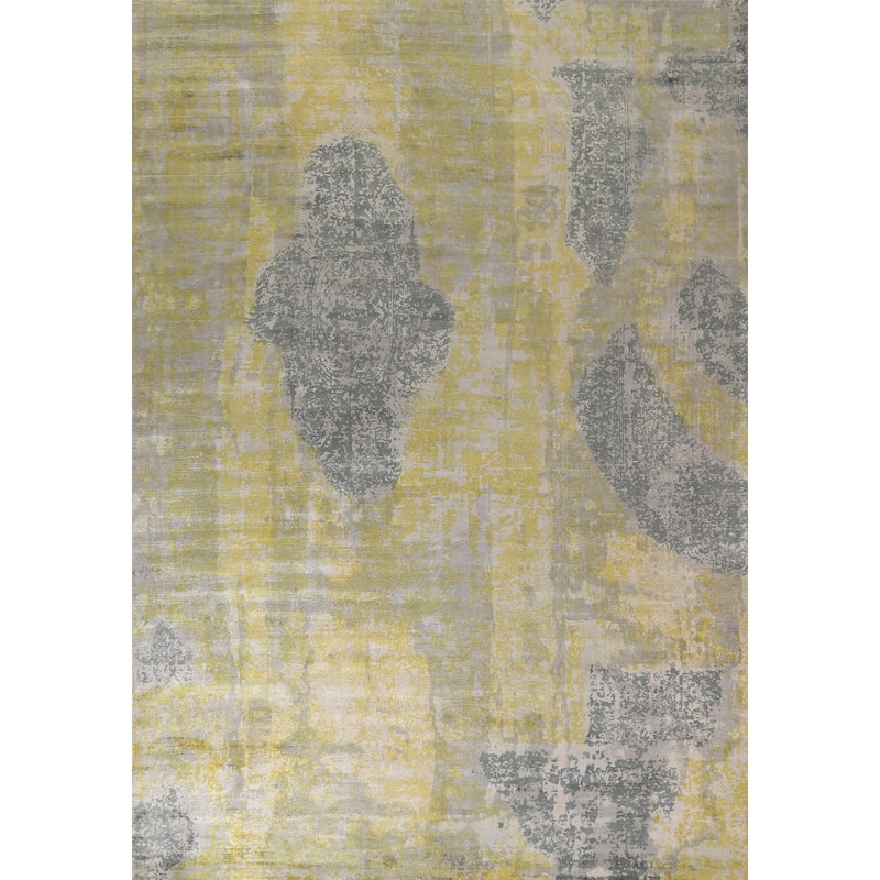 Modern Abstract Indian Area Rug Handmade Wool Carpet - 8'11"x 11'10"