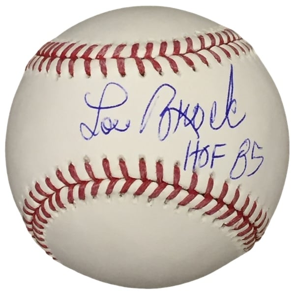 Lou Brock Cardinals Signed Official Baseball HOF 85 Inscribed JSA ITP