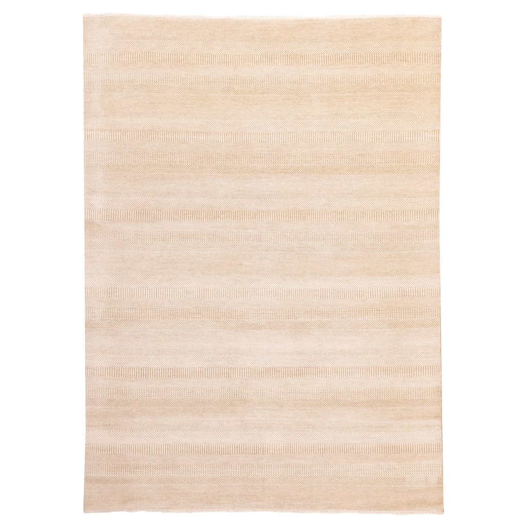 ECARPETGALLERY Hand-knotted Finest Silk Shadow Khaki Silk, Wool Rug - 8'11 x 12'2