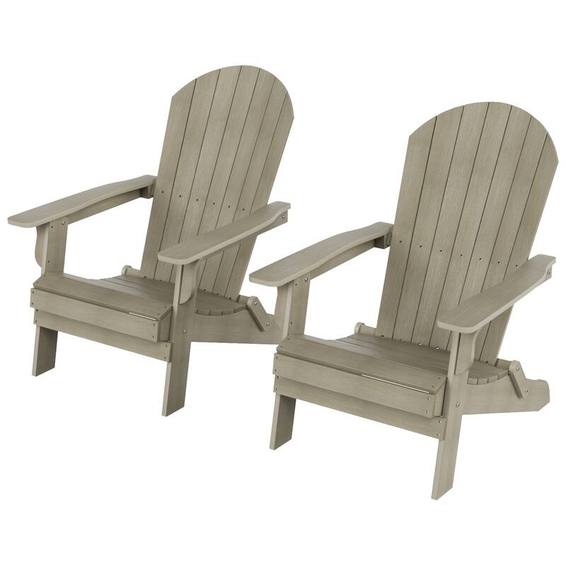 Vineyard HIPS Outdoor Folding Eco-Friendly All Weather Seashell Adirondack Chair (Set of 2)