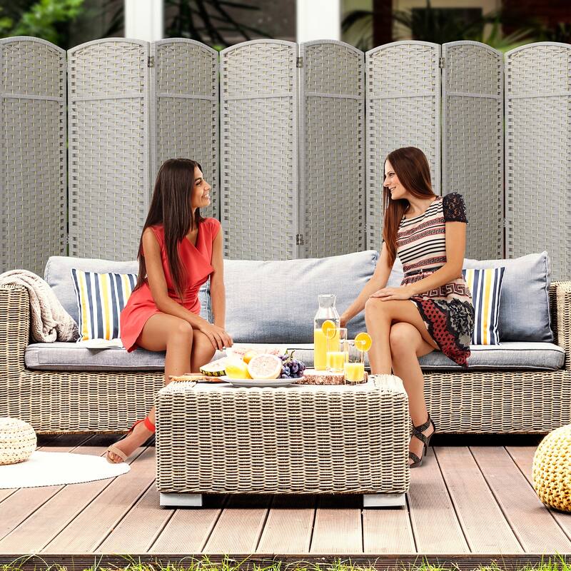 Room Divider Folding Privacy Screen Tall Partition Foldable Wall 8 Panel - 96” L x 19.50” W x 69” H