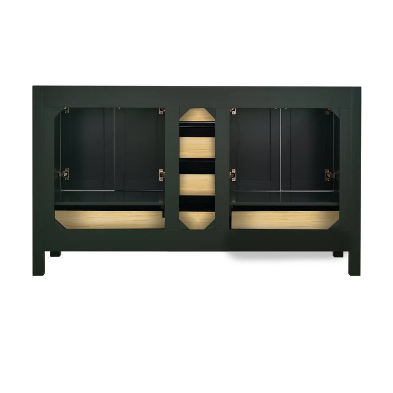 StarrySky 60 inch Undermount Double Sink Bathroom Vanity with Engineered Carrara Marble Top