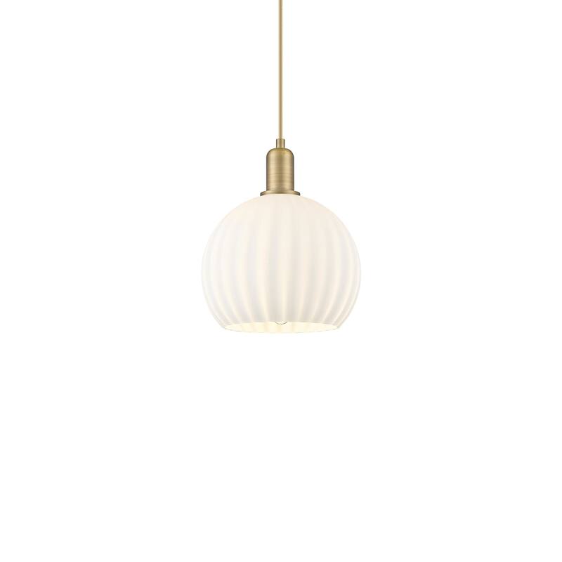 Innovations Lighting 716-1P-13-10 White Venetian Pendant White - Brushed Brass / White Venetian