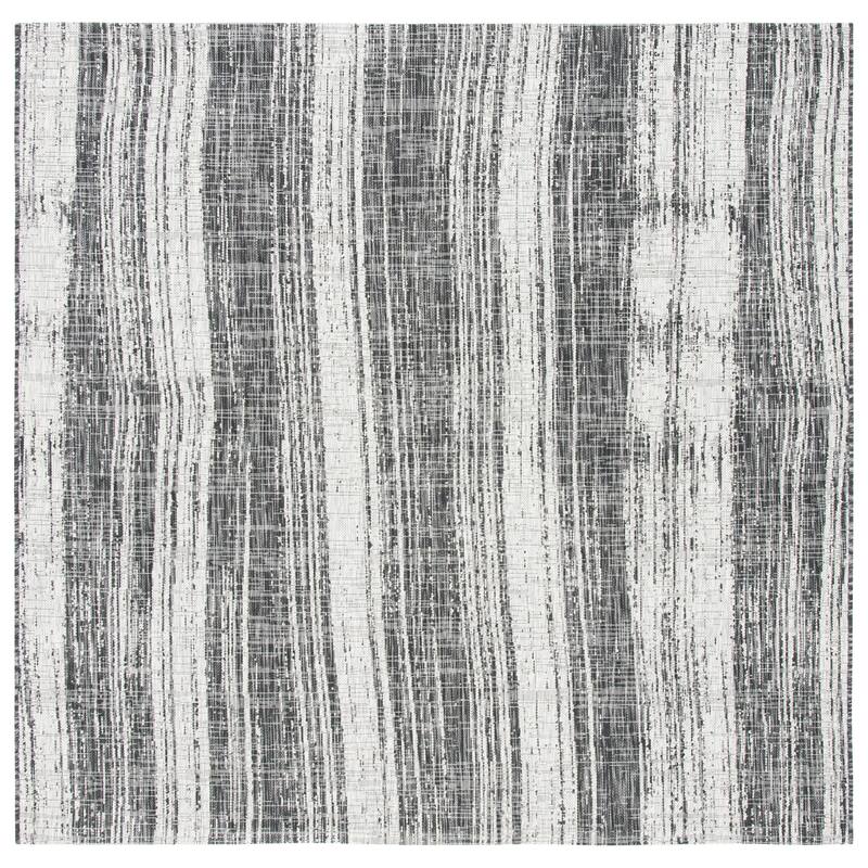 SAFAVIEH Courtyard Stephanie Indoor/ Outdoor Waterproof Patio Backyard Rug - 6'7" Square - Black/Grey