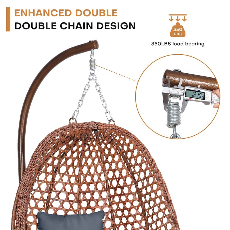 Outdoor/Indoor Swing Egg Chiar With Stand, Cushion And Headrest