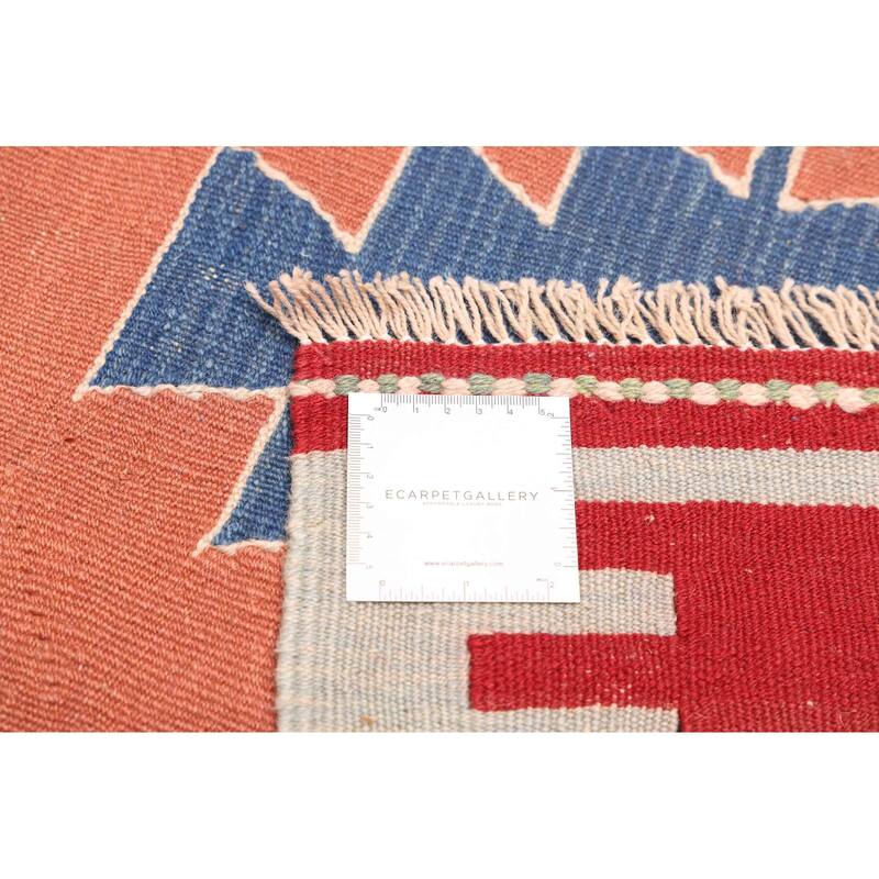 ECARPETGALLERY Flat-Weave Bold and Colorful Dark Copper Wool Kilim - 3'10 x 5'7