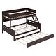 preview thumbnail 14 of 16, Twin Over Full Bunk Beds with Twin Size Trundle-Bed & 4 Storage Shelves, Solid Wood Bunk Bedframe with Ladder and Guard Rail